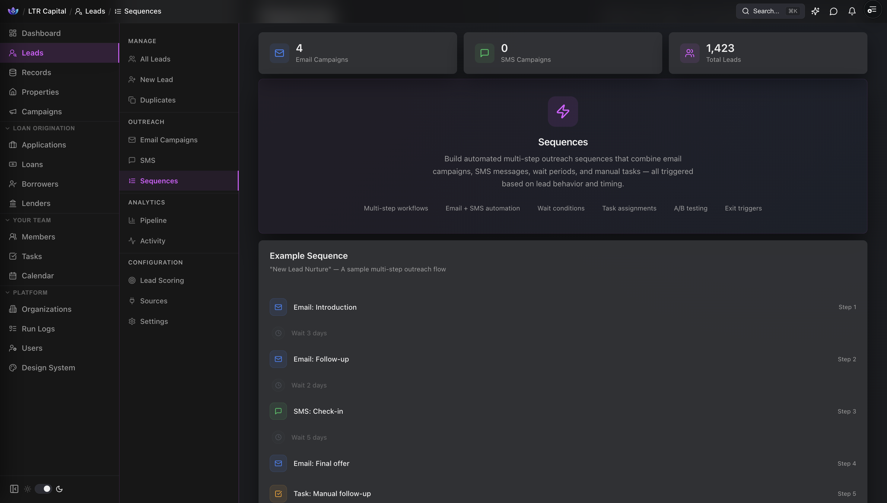 AutoMLO Sequences — automated multi-step email and SMS outreach builder